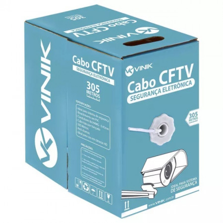 CABO DE REDE CFTV CAIXA 300MT 8 VIAS VINIK 24AWG BRANCO